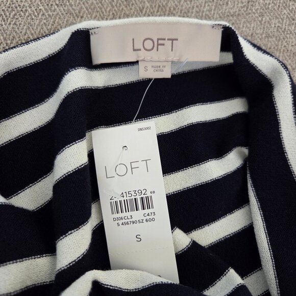 LOFT Top Womens Small Blue White Navy Stripe Cap Sleeve Sweater Shirt Blouse - Picture 11 of 11
